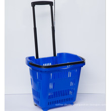 Store Wheeled Plastic Rolling Shopping Basket